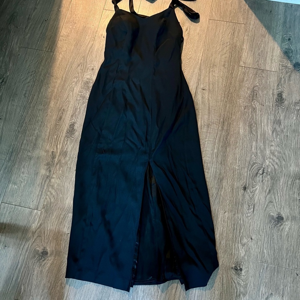 Cynthia Rowley Black Bustier Gown with Slit Size 6 Med sexy formal made in USA M